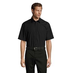 SOLS Mens Bristol Poplin Short-Sleeved Shirt / Black